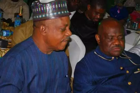 Uche Secondus,chairman,PDP,and Nyesom Wike,governor of River state