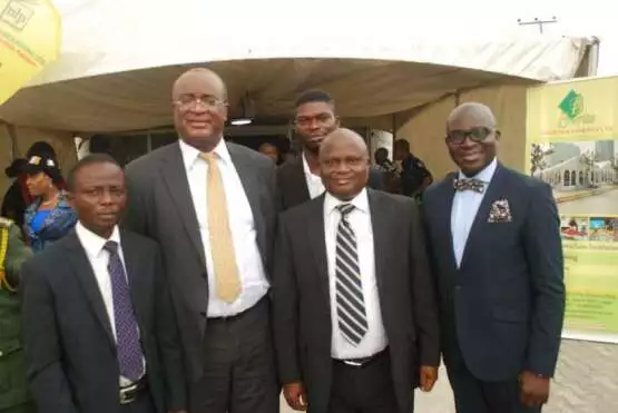 Barr.Austin Alegeh (middle) being flanked by members of NBA lkeja branch