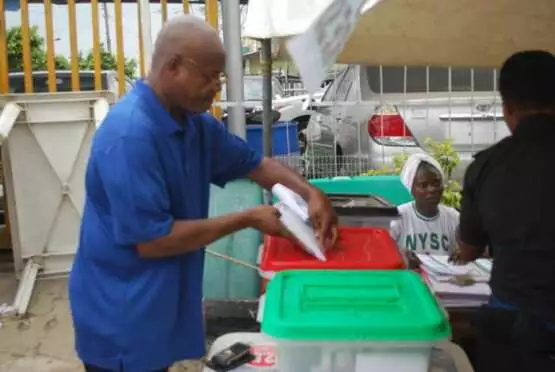 A voter casting his vote