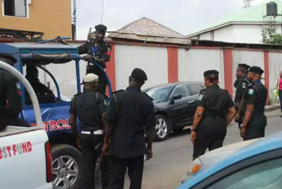 Cross-section of police officers at work