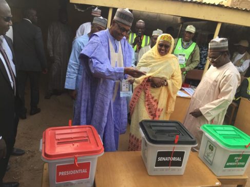 President Buhari casting his vote in Daura