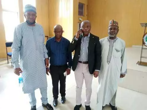 From Left: Ufuoma Johngold (MD of UFUGOLD), second right, Dr. Henry Adimula (Principal/ CEO of PTI Effurun), First Right, Dr. Abubakar Dembo ( Chief Internal Auditor of PTI)