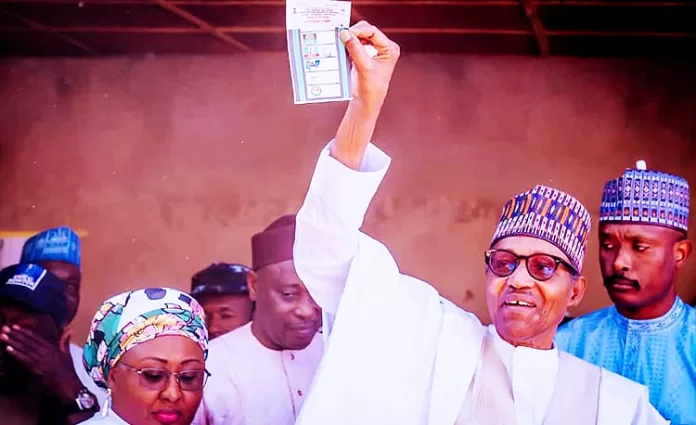 President Buhari showing who he voted for