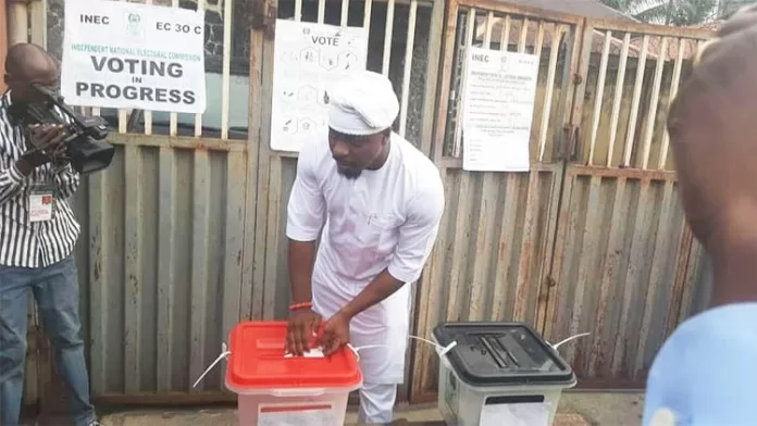 Gbadebo Rhodes-Vivour-Casting his Vote in Lagos