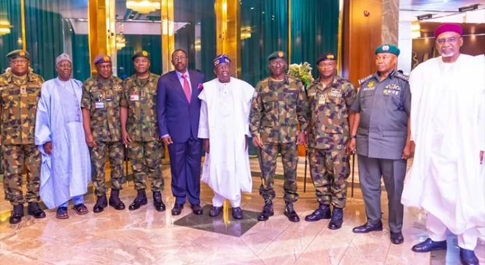 Bola Tinubu with Service Chiefs