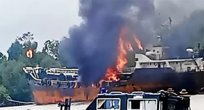 NNPC burns Oil Vessels