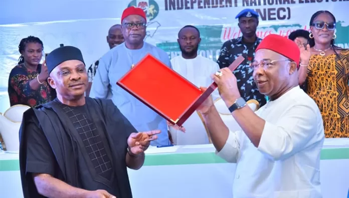 Hope Uzodimma receives Certificate of Return from INEC