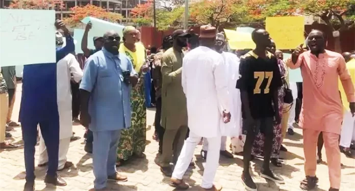 Abure Supporters Protest Against NLC in Abuja