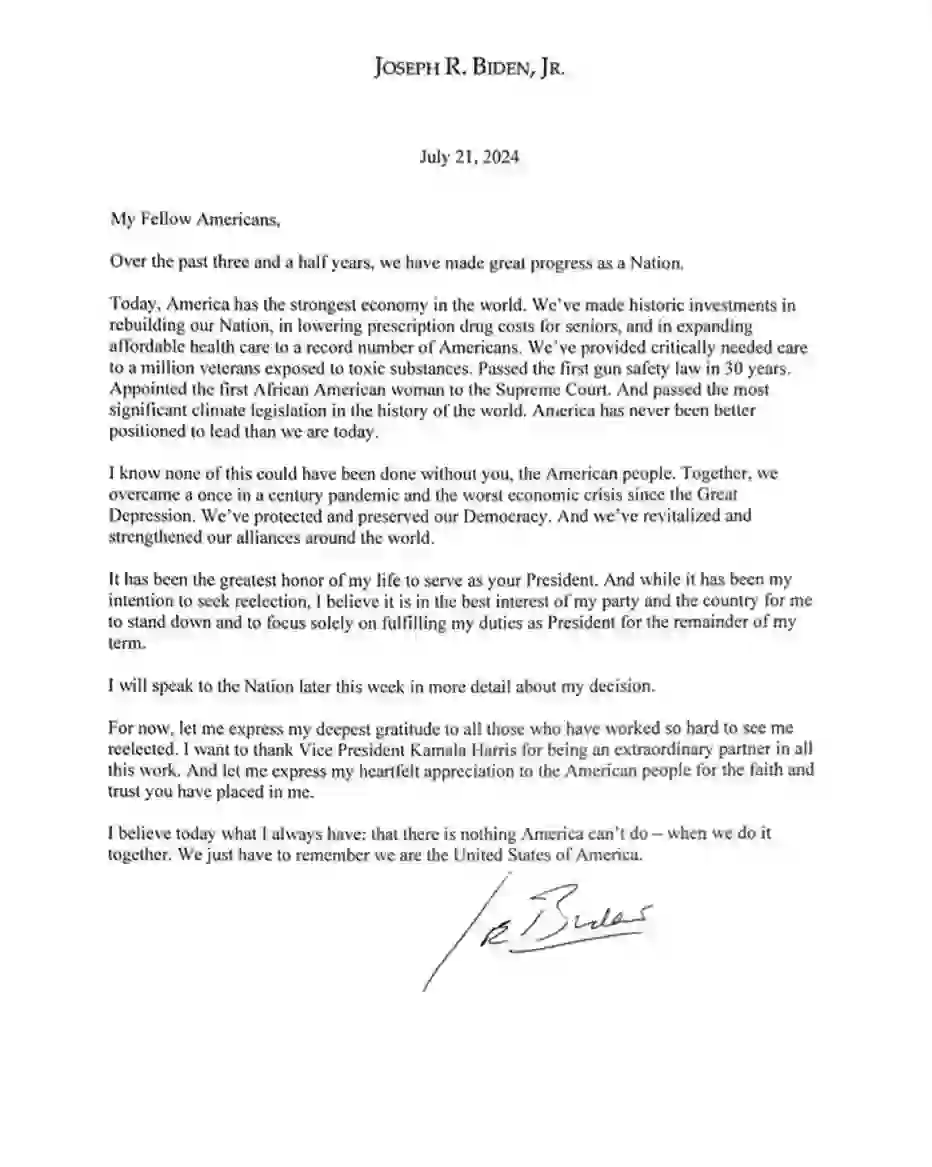 Joe Biden Letter