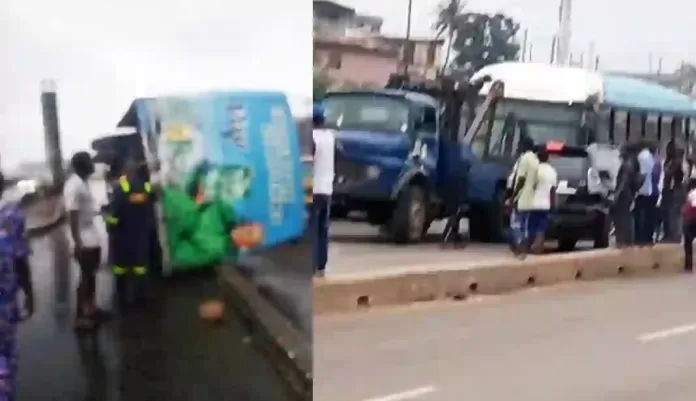 BRT Bus Tumbles At Iyana Ipaja BRT Bus Tumbles At Iyana Ipaja