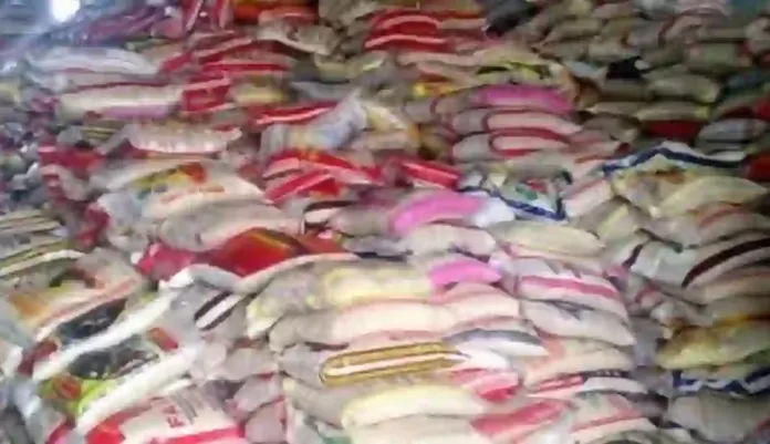 Seized bags of rice Seized bags of rice
