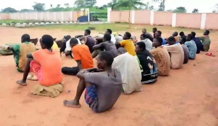 Arrested llegal Miners in Ondo State Arrested llegal Miners in Ondo State