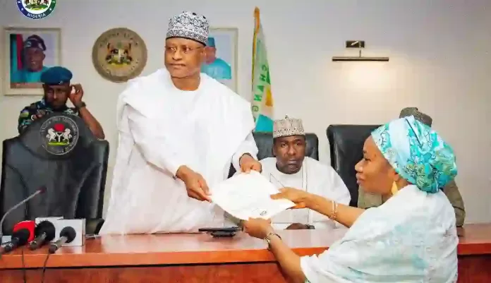 Governor Uba Sani and Hajia Hajara Mohammed