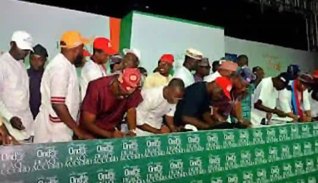 Ahead Ondo Gov Poll Eighteen Parties Sign Peace Accord The Source