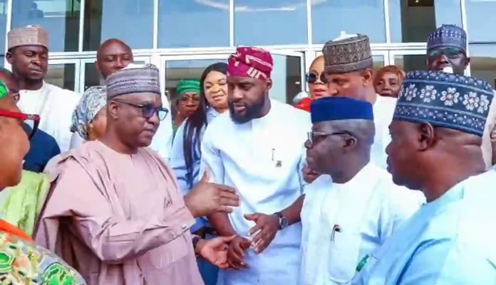 Hon Abbas Tajudeen in a chat with the chairman of the Conference of Speakers of State Legislatures and Speaker of Oyo State House of Assembly