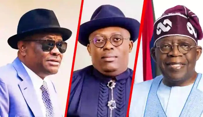 Nyesom Wike and Simi Fubara and Bola Tinubu Nyesom Wike and Simi Fubara and Bola Tinubu