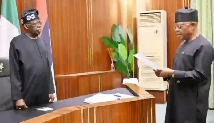 President Tinubu Swears in Vice Admiral Ibok-Ete Ibas as the Rivers State Administrator President Tinubu Swears in Vice Admiral Ibok-Ete Ibas as the Rivers State Administrator