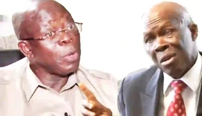 Senator Adams Oshiomhole and Humphrey Nwosu Senator Adams Oshiomhole and Humphrey Nwosu