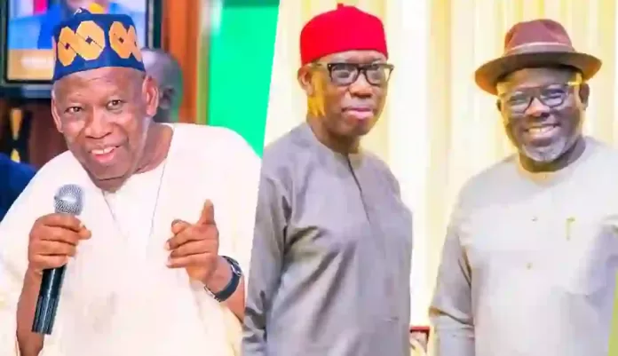 Abdullahi Ganduje and Governor Sherrif Oborevwori and Patrick Okowa