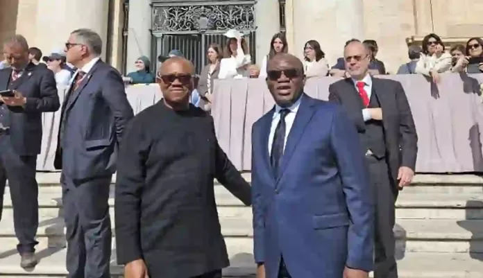 Peter Obi and Kayode Fayemi at Pope's Inauguration