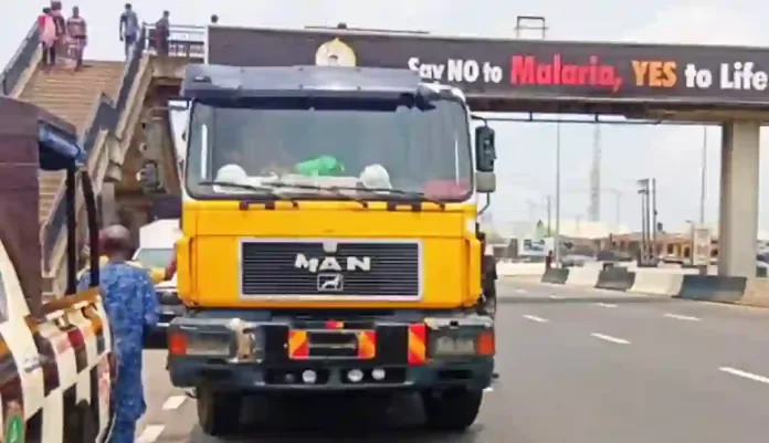 Trucks impounded on Third Mainland Bridge Trucks impounded on Third Mainland Bridge