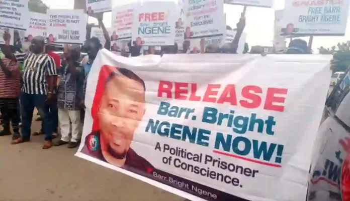 Protest at NBA Conference over Bright Ngene