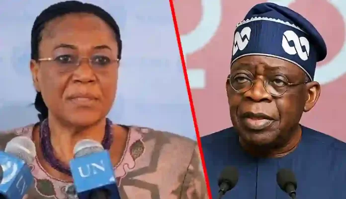 Professor Joy Ogwu and Bola Tinubu