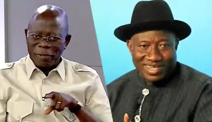 Senator Adams Oshiomhole and Goodluck Jonathan