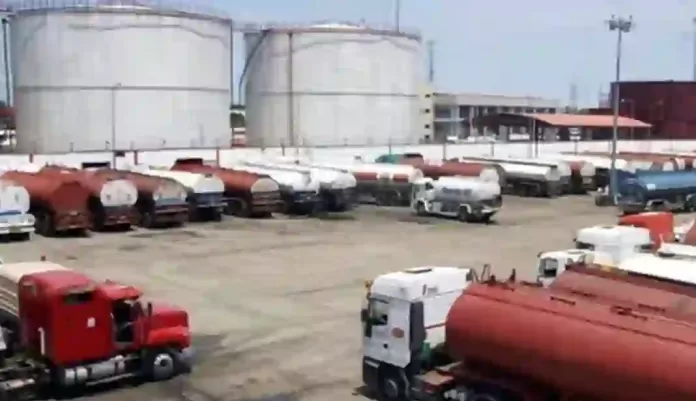 Tankers Waiting At Petrol-depot Depot to Load