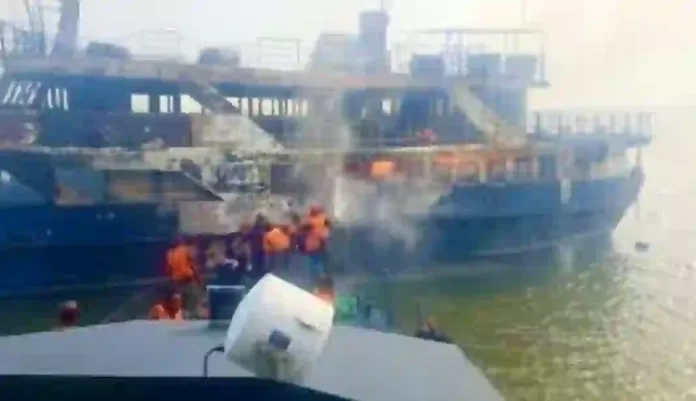 Fire Guts Nigeria Navy Vessel