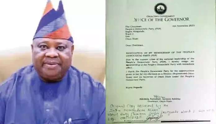 Governor Ademola Adeleke Dumps PDP