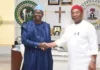 R-L: Governor Hope Uzodimma of Imo State with the Minister of State for Health and Social Welfare, Dr. Iziaq Adekunle Salako, after the Federal and State governments had signed the pact on Federal Medical Centre Okigwe at the Government House Owerri, Wednesday, June 3, 2026.