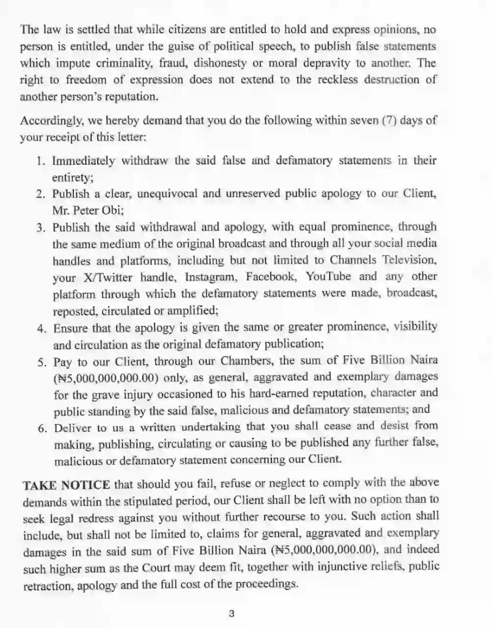 Peter Obi Sues Kenneth Okonkwo