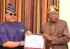 Adeleke Visits Tinubu At Aso Rock Villa, Presents His Certificate Of Return To Mr President Governor Adeleke and President Tinubu