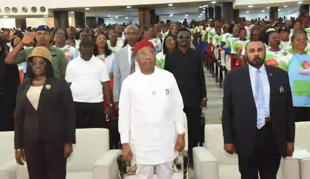 Gov. Uzodimma, Dep. Gov. Ekomaru, left, and Prof. Ikegwuoha.